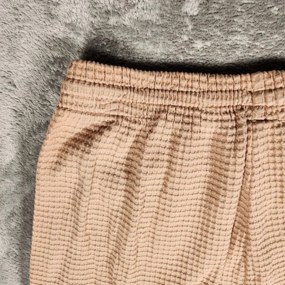 Adidas Waffle Knit‎ Pants Mens Small Tan Excellent Drawstring Joggers JL6556